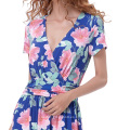 Kate Kasin mujeres elegante verano floral patrón de manga corta cuello en V Maxi vestido KK000686-1